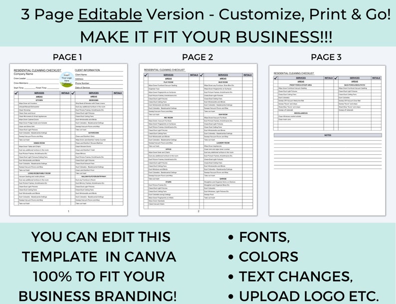Cleaning Checklist, Cleaning Frequency Chart, Cleaning Schedule
