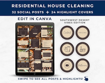 Residential Cleaning Social Media Templates, Southwest Vibes Home Cleaning Service, Highlight Cover, Professional House Cleaning IG Strategy