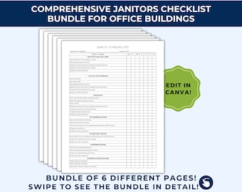 Commercial Cleaning, Cleaning Business Checklist, Office Cleaning Checklist, Office Building, Janitorial Service, Janitor Checklist, JCB01