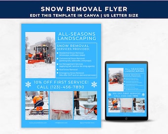 Snow Removal Flyer, Winter Services Promotion, Snow Plowing Handout, Ice Removal, Sidewalk Clearing Notice, Snow Plow Business Advertisement