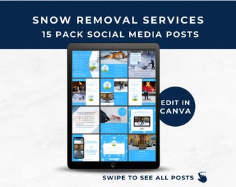 Snow Plowing Instagram Post, Snow Removal Facebook Post, Canva Editable Social Media Templates, Snow Blowing, Snow Shoveling, Snow Clearing