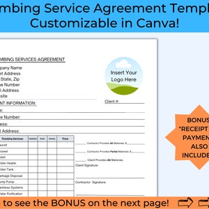 Plumbing Service Agreement, Plumbing Business Templates, New Home Plumbing, Plumbing Maintenance, Service Agreement for Plumbing Company