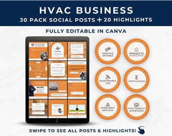 HVAC Social Media Post, Heating and Cooling Templates, Instagram Highlight Cover, HVAC Content, Air Conditioning, IG, Orange, HVAC01