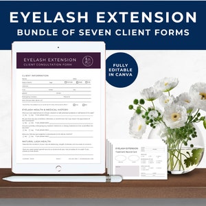 Lash Consultation Form, Eyelash Extension Consent Forms Bundle, Eyelash Extension Client Intake Form, Treatment Record Card, Deep Plum, EE01