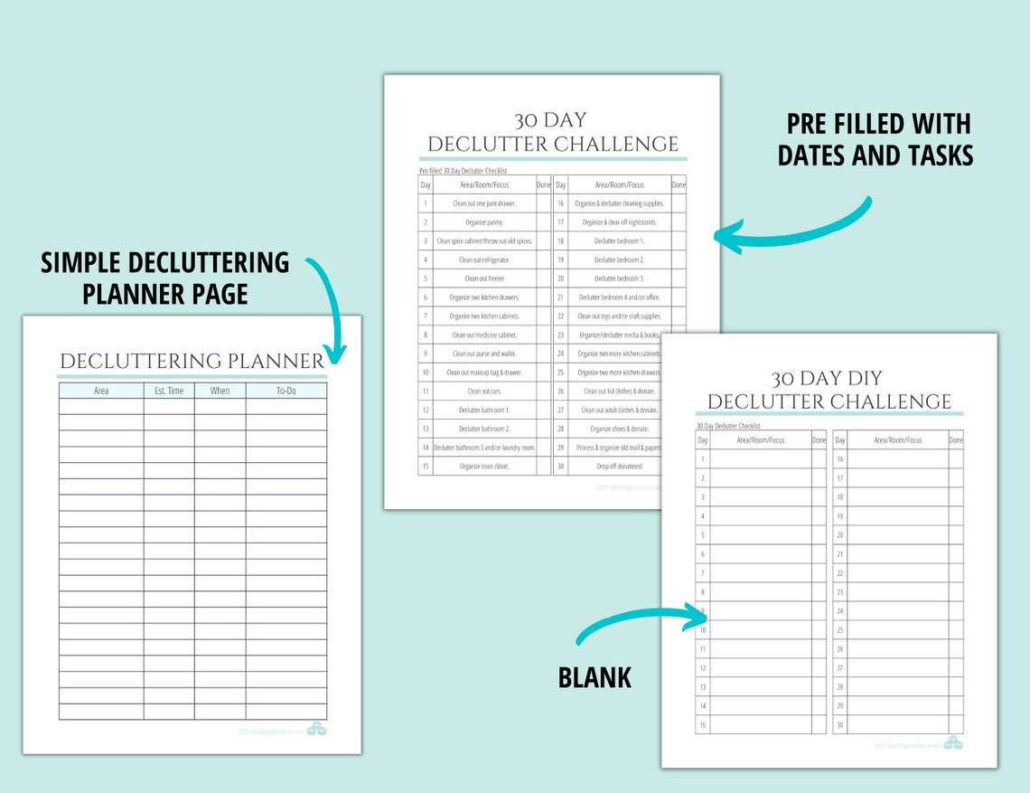 Whole House Declutter Planner Printable Decluttering Planner | Etsy