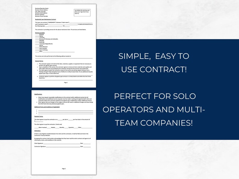 Landscape Contract, Residential Lawn Maintenance, Lawn Mowing, Yard Work, Landscaping Contract Template, Lawn Care Service Agreement, LC01 image 7