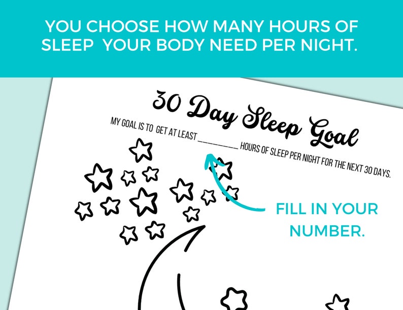 30 Day Sleep Goal Sleep Tracker Sleep Challenge Printable Etsy
