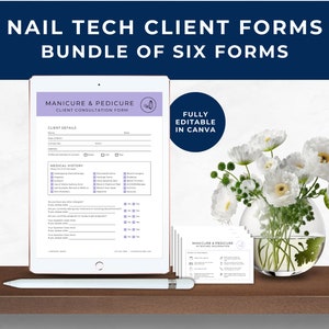Nail Tech Client Consent Form, Nail Tech Client Consultation Form, Client Treatment Record, Client Intake Form, Weekly Planner, Lilac, NT01