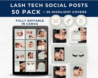 Lash Tech Content, Lash Tech IG, Lash Tech Instagram Highlight Cover, Eyelash Extension Social Media Post, Lash Technician, Sage Green, EE01