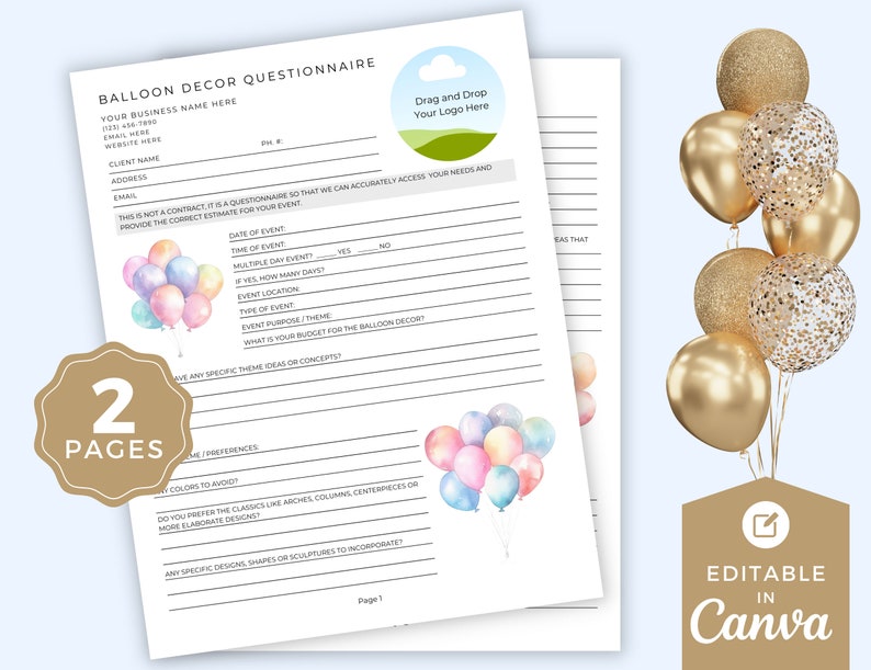 Balloon Decor Questionnaire, Balloon Decorations, Event Planning