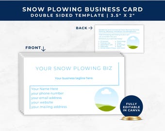 Business Cards Template Snow Plowing, Snow Removal Company Business Card, Snow Blowing Business Card, Ice Maintenance Cards, Snow Shoveling