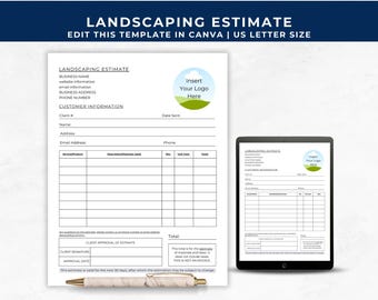Landscape Estimate Template, Solo Operator Lawn Care, Landscaping Business Forms, Yard Care Estimate Template, Lawn Maintenance Quote, LC01