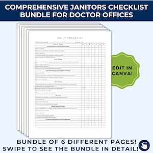 Commercial Cleaning, Cleaning Business Checklist, Doctor Office Cleaning Checklist, Doctor Office Janitor List, Janitorial Service,  JCB01