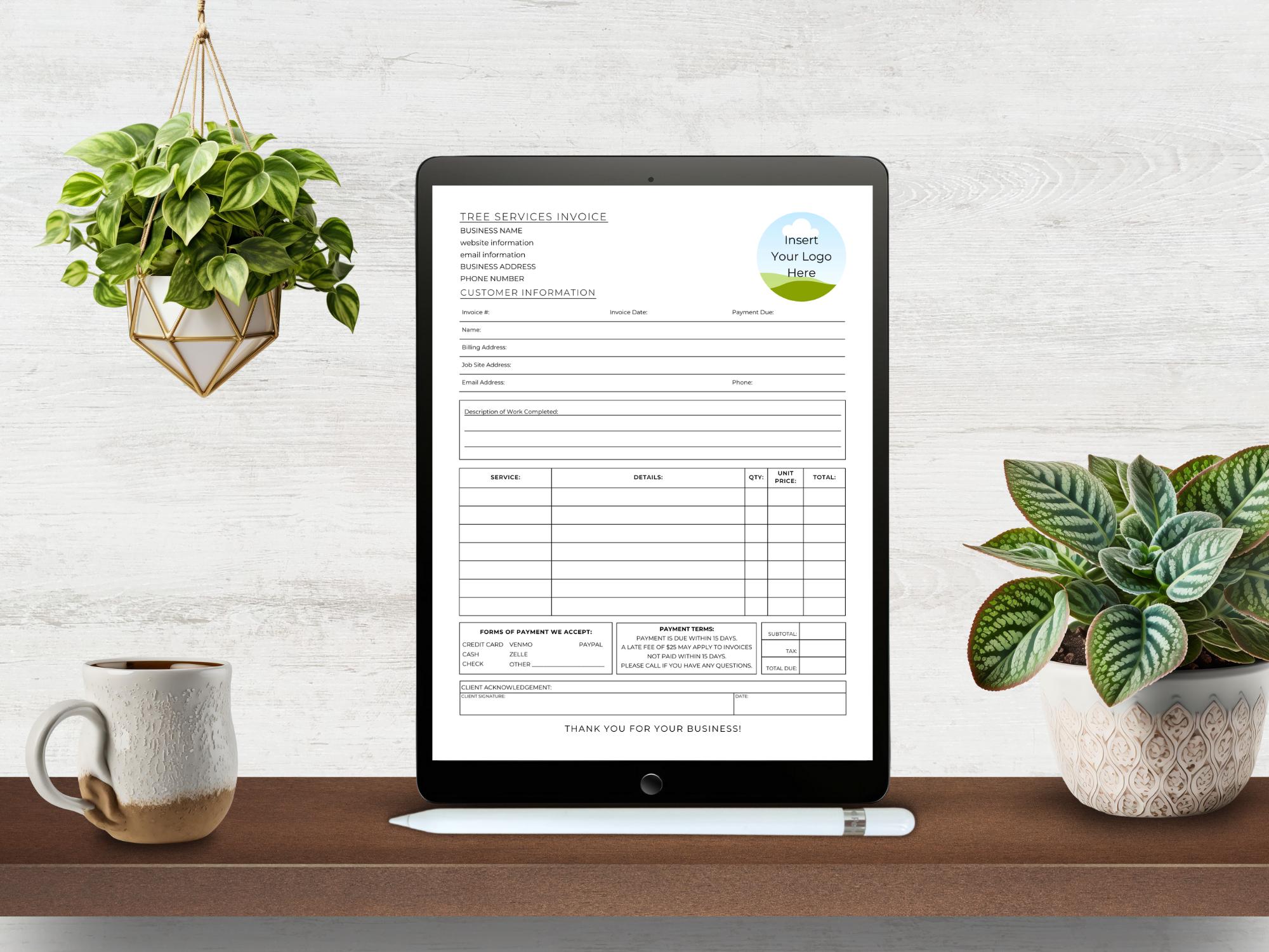 Tree Service Estimate, Invoice Template Tree Removal, Tree Care Receipt ...