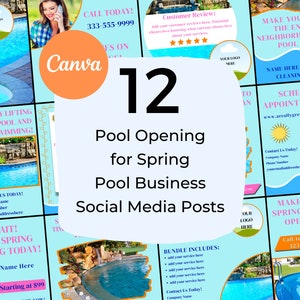 Instagram Post for Swimming Pool Business, Facebook Post for Pool Services, Social Media Templates for Residential Pool Company, Pool Care