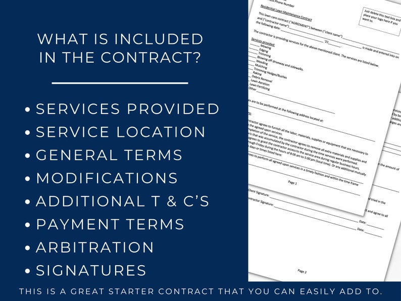 Landscape Contract, Residential Lawn Maintenance, Lawn Mowing, Yard Work, Landscaping Contract Template, Lawn Care Service Agreement, LC01 image 3