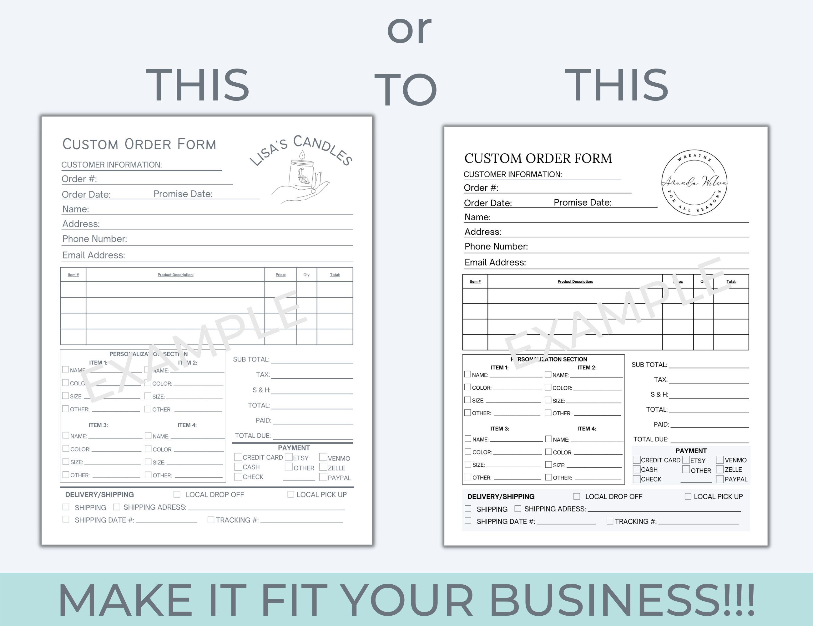 Custom Order Request Form Sample Custom Order Form Template, Purchase Order Form, Editable Canva ...