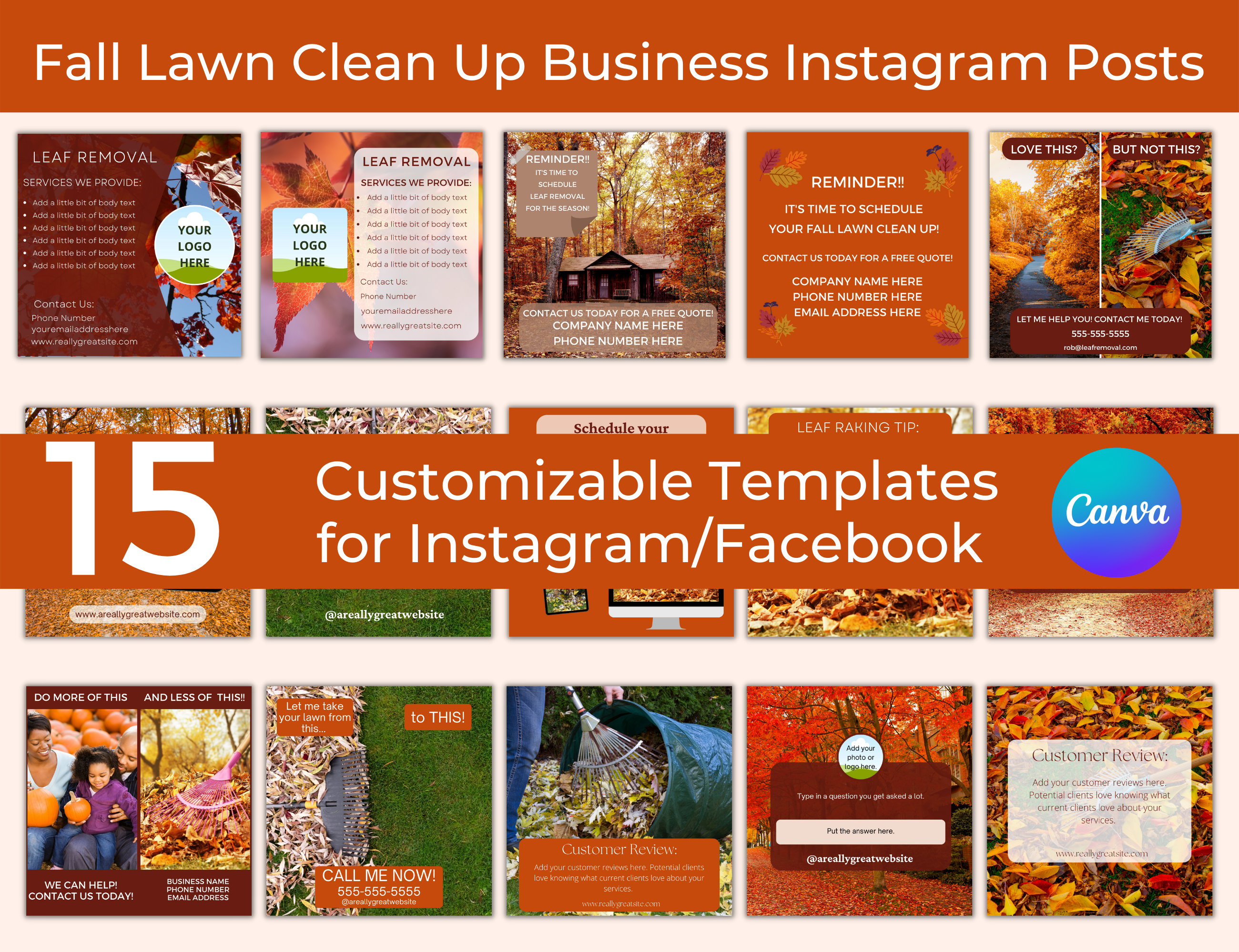 Fall Lawn Clean up Instagram Post Leaf Removal Facebook Post ...