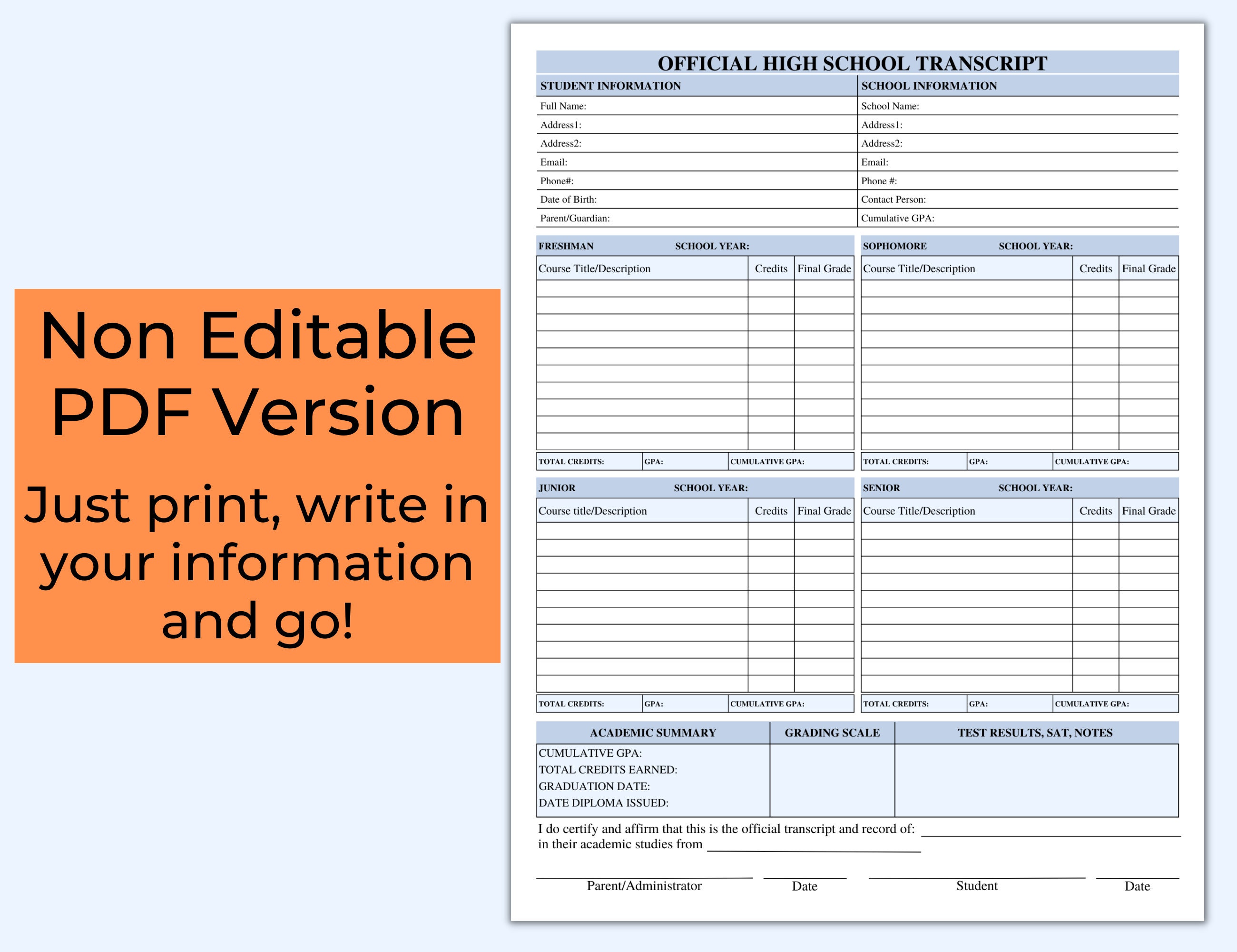 High School Transcript Template Editable Official Homeschool high-school-transcript-template-editable-official-homeschool