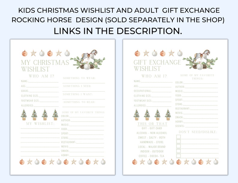 Secret Santa Questionnaire, Christmas Wishlist, Printable Gift