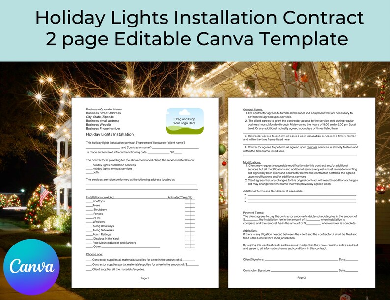 Christmas Light Installation Contract, Holiday Lighting Contract