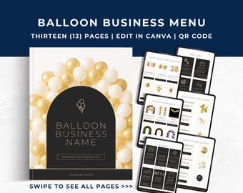Luxe Balloon Business Pricing Menu Template, Editable Price List for Balloon Decor, Balloon Artist Rates, Custom Event Pricing Guide, BB01