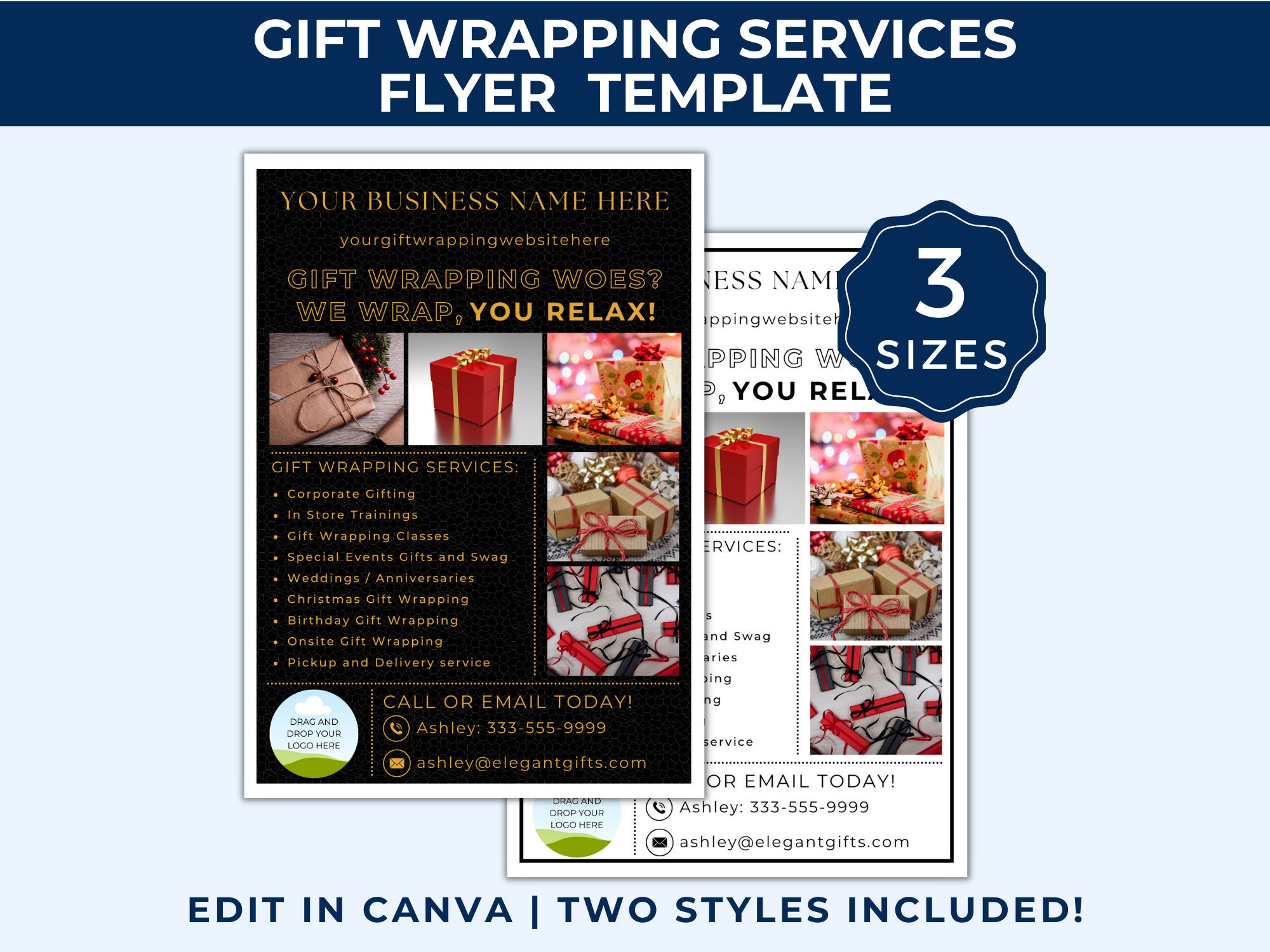 Gift Wrapping Flyer Template, Present Wrapping Service, Editable Gift Wrapping Flyer Template, Present Wrapping Service, Editable