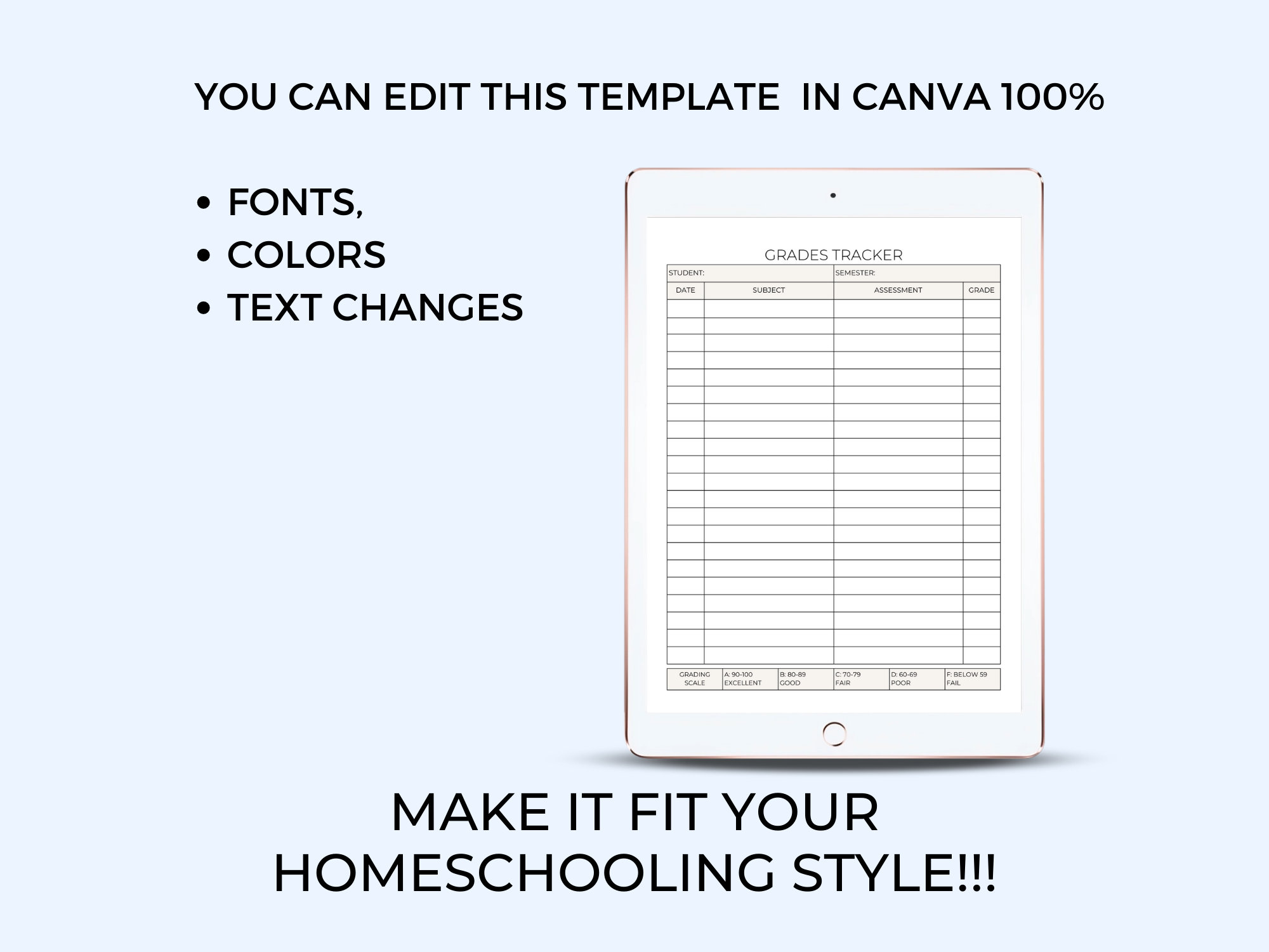 Grade Tracker, Grading Scale, Homeschool Grade Book, Student Grade ...