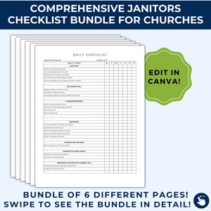 Commercial Cleaning, Cleaning Business Checklist, Cleaning Checklist, Church Cleaner, Janitorial Services Template, Janitor Checklist, JCB01