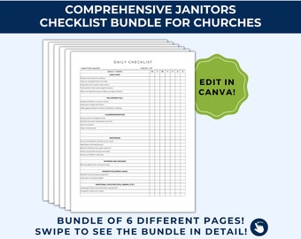 Commercial Cleaning, Cleaning Business Checklist, Cleaning Checklist, Church Cleaner, Janitorial Services Template, Janitor Checklist, JCB01