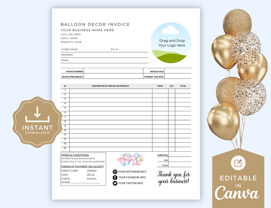 Balloon Decor Invoice, Balloon Decorations, Balloon Artist, Stylist