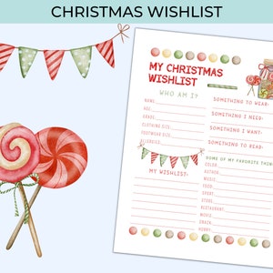 Druckbarer Nikolausfragebogen, Weihnachtswunschliste, Weihnachtsgeschenkfragebogen, Geschenktausch-Wunschliste, Geschenkführer für Verwandte
