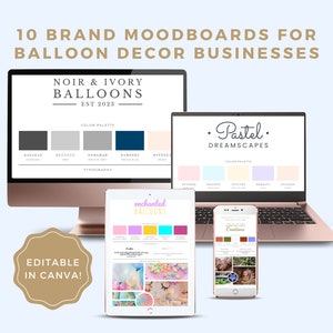 10 Brand Boards for Balloon Decor Business, Mood Board for Balloon Business, Event Planner Brand Guide, Brand Template for Business, BB01