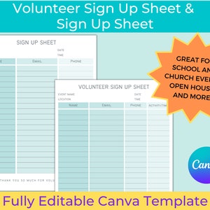 Editable Sign Up Sheet, Printable Sign Up Sheet, Sign Up Template, Event Sign Up, Canva Editable Sign Up Sheet, Minimalist Sign In Sheet