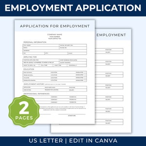 Employment Application, Editable Application Form, Job Application, Work Petition, Job Request, Candidate Application, Job Submission,  EB01