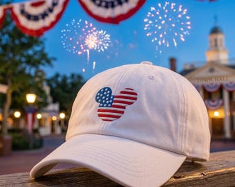 Mickey American Flag Embroidered Hat - "Dad Hat" Style - Over 30 Colors - Theme Park Hat - 4th of July Hat-USA Flag-Fourth of July-Patriotic