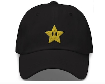 Star Embroidered Hat - "Dad Hat" Style - 6 Colors - Video Game Hat - Retro Game Hat