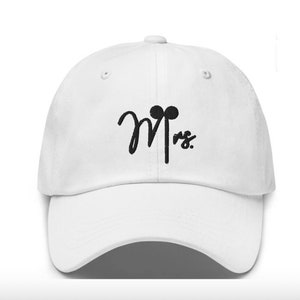 Mrs. Minnie Version 2 Embroidered Hat - White - "Dad Hat" Style-Over 30 Colors-Theme Park Hat-Just Married Hat-Bride & Groom Hat-Wedding Hat