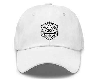 D20 Embroidered Hat - Choose: Dad Hat / Snapback / Visor/ Beanie / Bucket Hat - Pick Your Colors - Free U.S. Shipping - D&D - Polyhedral