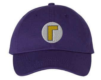 Waluigi Symbol Embroidered Hat - "Dad Hat" Style - 6 Colors - Video Game Hat - Retro Game Hat