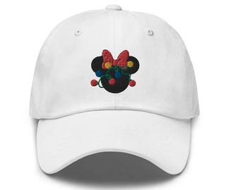 Minnie Christmas Lights Embroidered Hat - "Dad Hat" Style - 6 Colors - Theme Park Hat - Mickey Christmas
