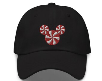 Mickey Peppermint Embroidered Hat - "Dad Hat" Style - 6 Colors - Theme Park Hat - Mickey Christmas