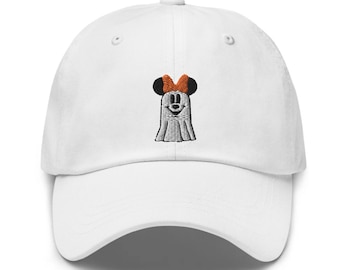 Minnie Ghost (Option A) Embroidered Hat - "Dad Hat" Style - 6 Colors - Theme Park Hat - Boo Bash Hat - Mickey's Not So Scary Halloween