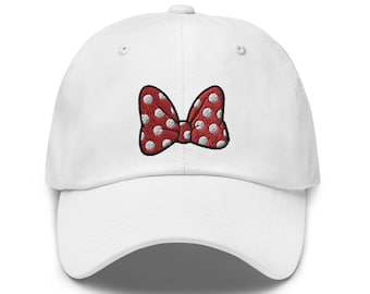 Minnie Bow Embroidered Hat - "Dad Hat" Style - Over 30 Colors - Theme Park Hat - Character Hat - Women's Princess Gift