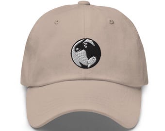 Black and White Dragons Circle - Embroidered Hat - "Dad Hat" Style - Over 30 Colors - Theme Park Hat