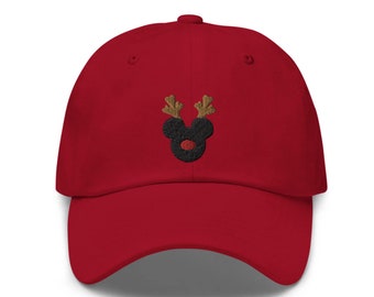 Mickey Reindeer Embroidered Hat - "Dad Hat" Style - 6 Colors - Theme Park Hat - Mickey Christmas