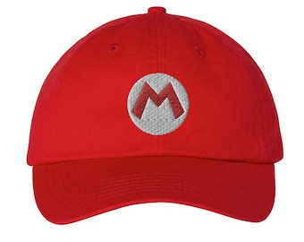 Mario Symbol Bestickter Hut - "Dad Hat" Stil - 6 Farben - Videospiel Hut - Retro Spiel Hut