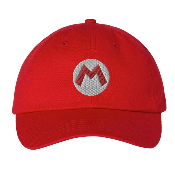 Mario Symbol Embroidered Hat - "Dad Hat" Style - 6 Colors - Video Game Hat - Retro Game Hat