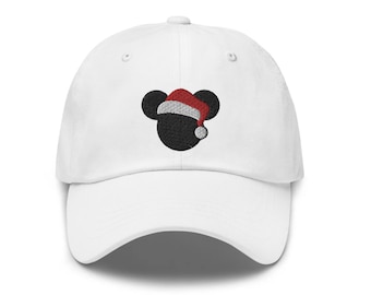 Mickey Minimalist Santa Hat Embroidered Hat - "Dad Hat" Style - 6 Colors - Theme Park Hat - Mickey Christmas