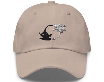 Black and White Dragons - Embroidered Hat - "Dad Hat" Style - Over 30 Colors - Theme Park Hat